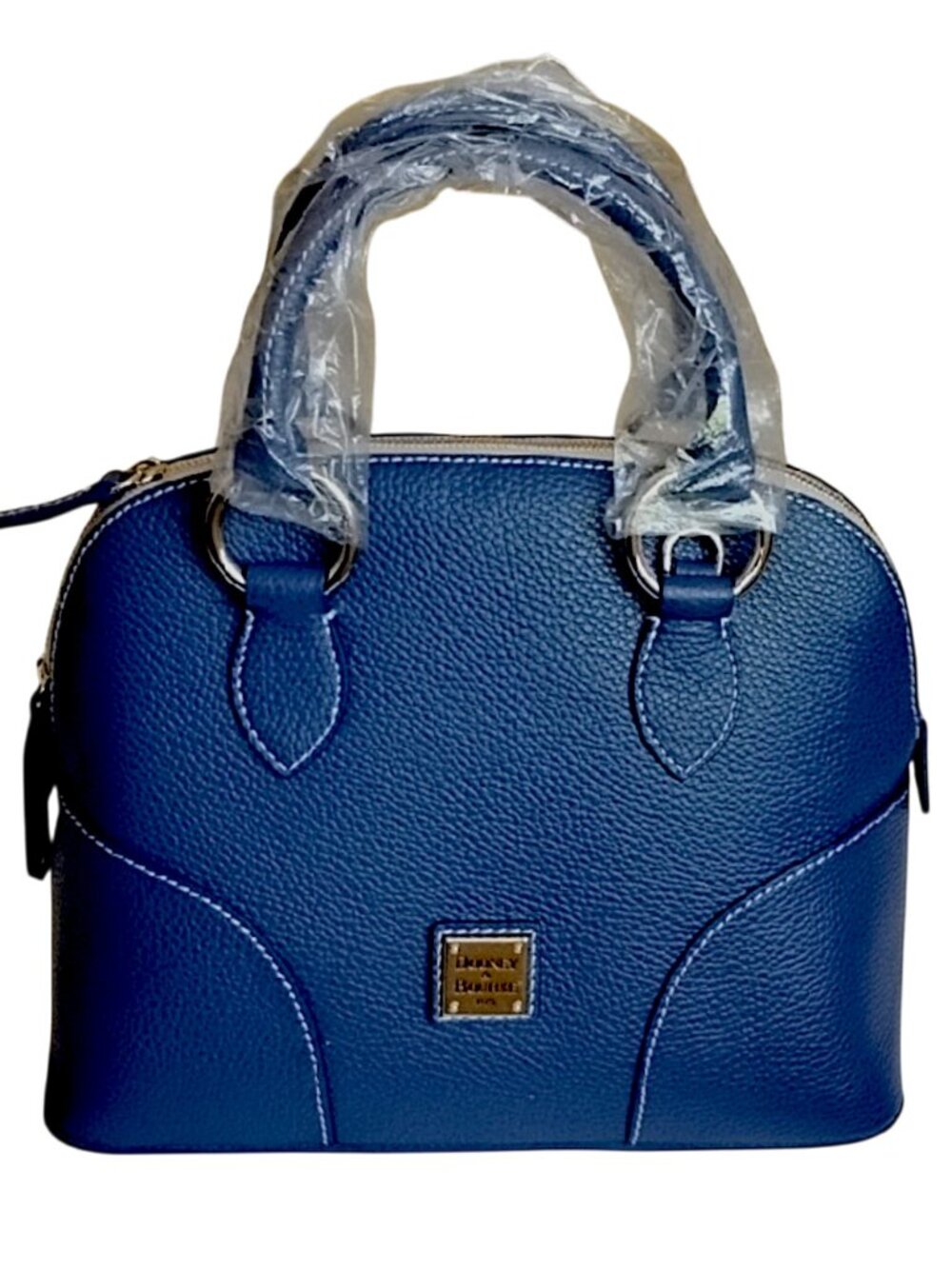 NWT Lucca Pebble Leather Small Domed Satchel Marine Blue BLUCA2311
